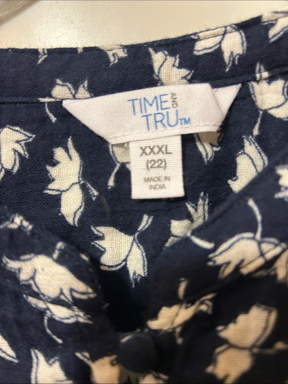 Time and Tru Navy Dress with White Floral Print XXXL NWT - Picture 2 of 4